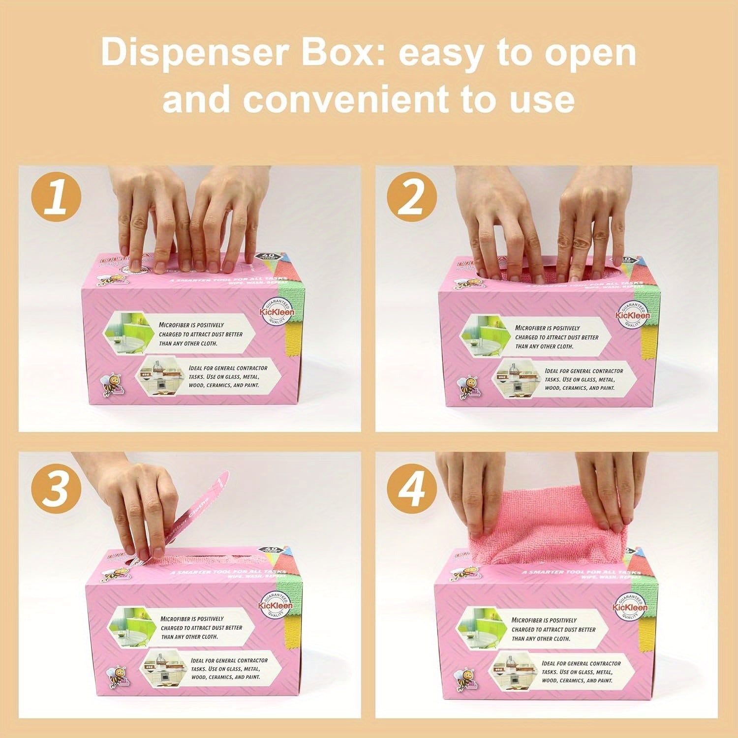 KICKLEEN 40-Pack Cleaning Cloths - Ultra, Heavy-Duty Lint-Free, Quick-Dry, Non-Abrasive, for Home