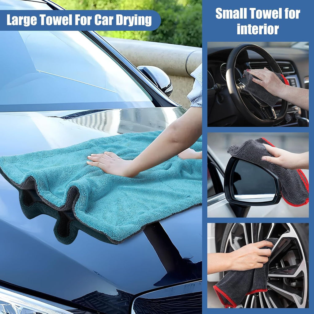 2-Pack Microfiber Car Drying Towels, 1300 GSM Double Twisted Loop, Extra Large 24\
