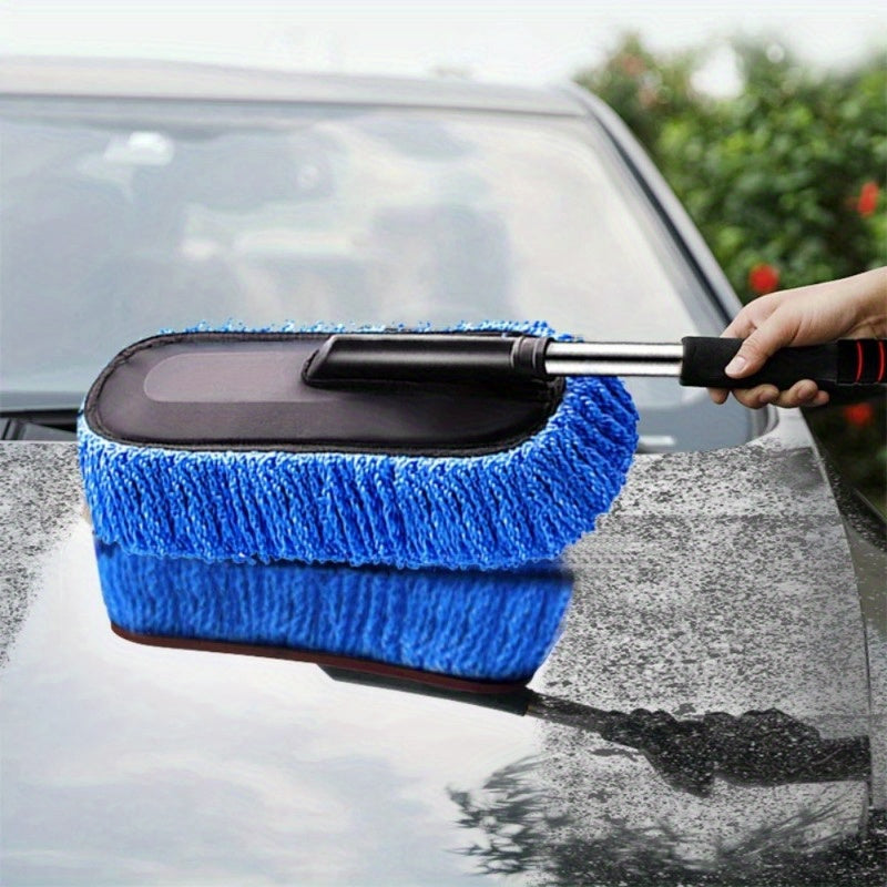 3pcs Car Wash Mop with Extendable Handle, Ultra-Fine Microfiber Wax Brush Kit