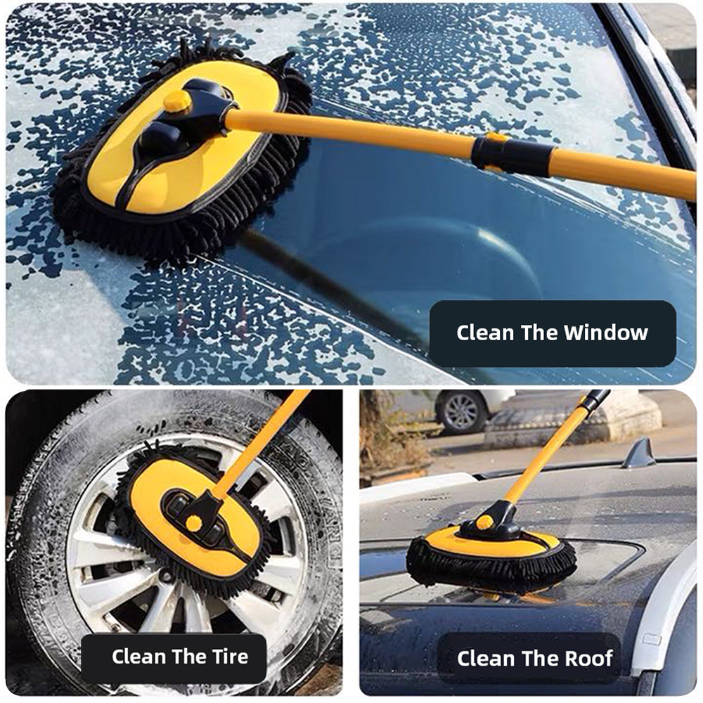 EAFC Car Wash Brush Mop with Long Handle, Replaceable Microfiber Brush Head