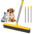 Adjustable & Extended- 52”\u002F37” Pet Hair Removal Broom with Squeegee - Dual-Sided Rubber Carpet Rake