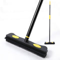 2-in-1 Pet Hair Removal Rubber Broom with Squeegee & Carpet Rake - 57.5” Long Handle Heavy-Duty Floor for