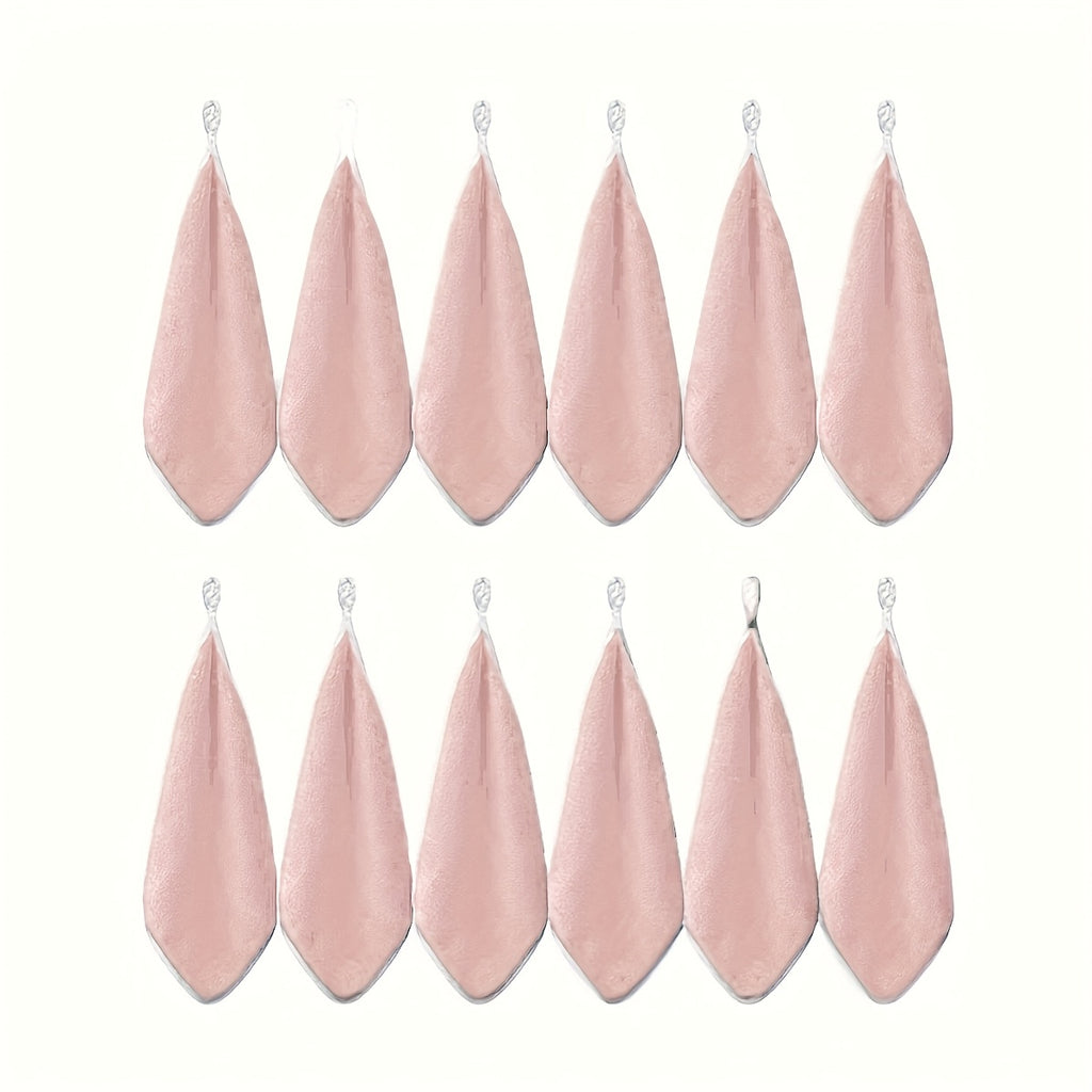 12pcs Ultra Absorbent Microfiber Cleaning Cloths with Hanging Loop - Versatile for Kitchen