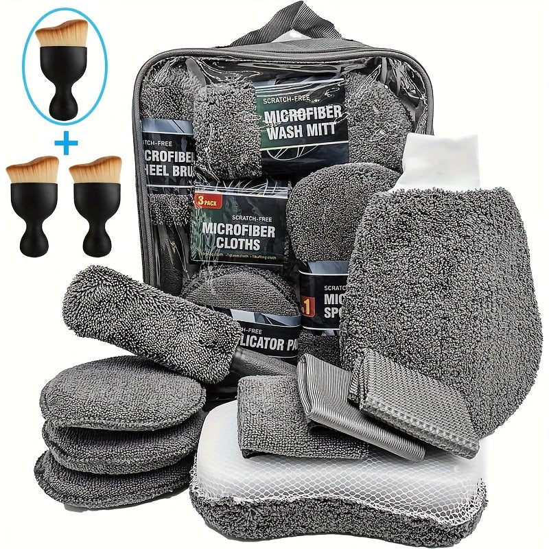 11+1pc Car Cleaning Kit with 11pcs Microfiber Cleaning Cloths