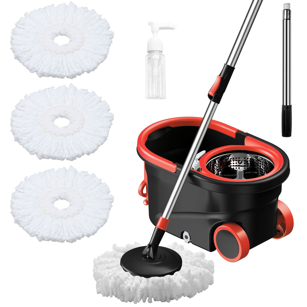 Spin Mop And Bucket with Wringer Set On Wheels