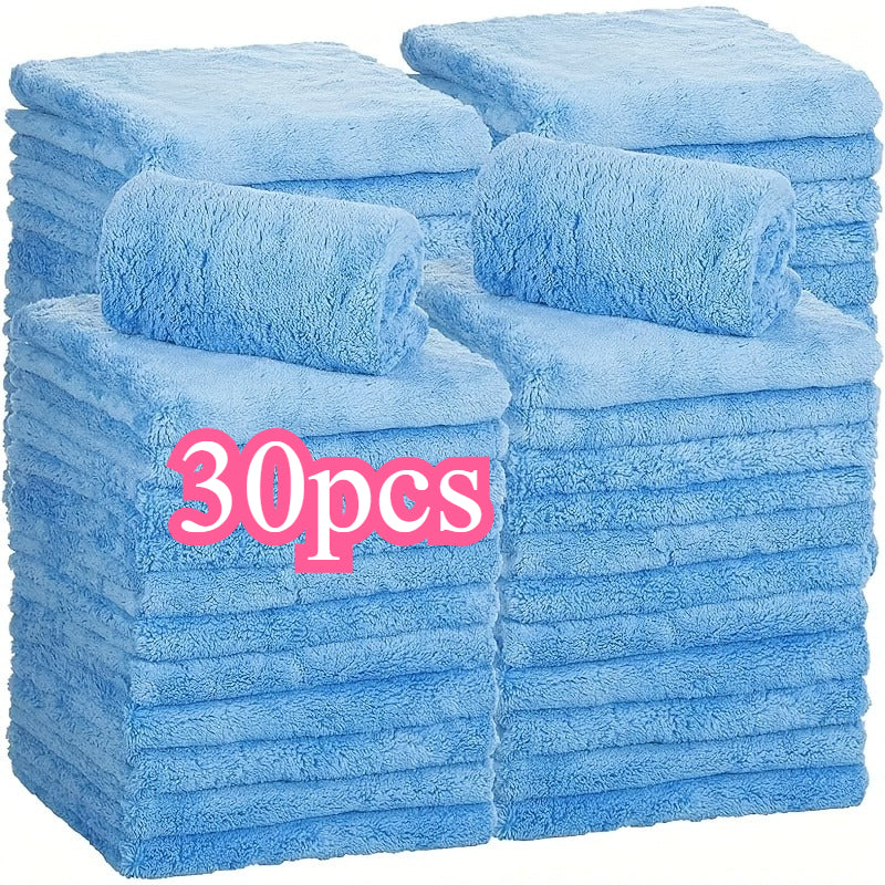10\u002F30pcs Plush Car Cleaning Cloths - Edgeless Design, Soft Polyester Towels for Auto Detailing