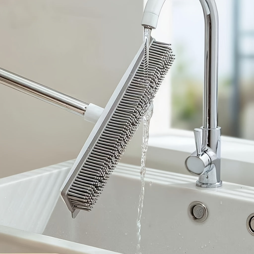 2-in-1 Rubber Broom and Scrubber - Strong Cat and Dog Hair Removal