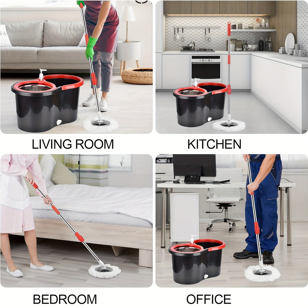 Mop And Bucket Set, 360° Spin Mop And Bucket with Wringer Set And 6 Microfiber Mop Refills