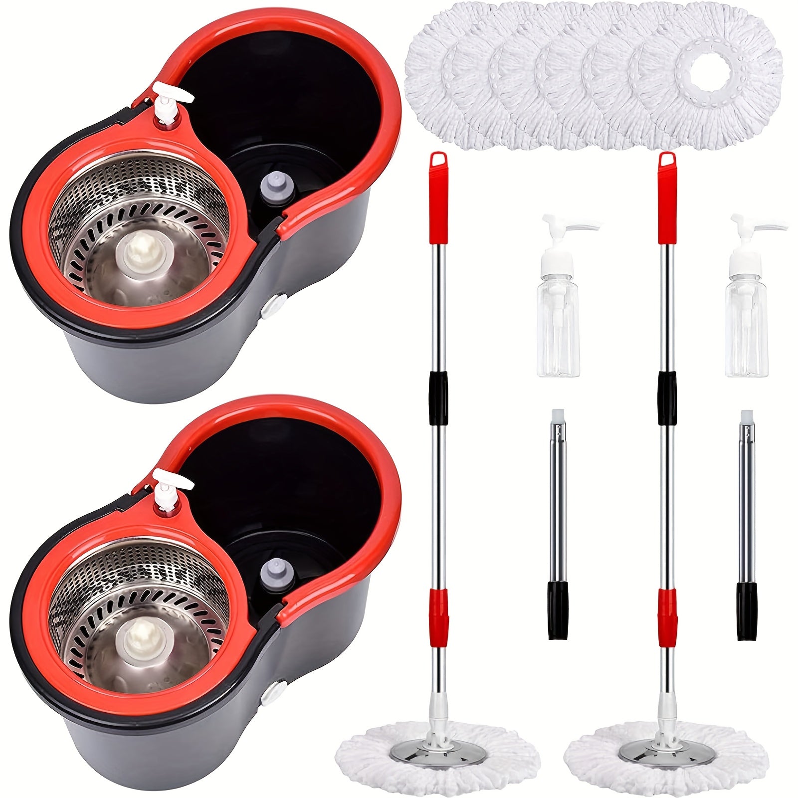 Mop And Bucket Set, 360° Spin Mop And Bucket with Wringer Set And 6 Microfiber Mop Refills