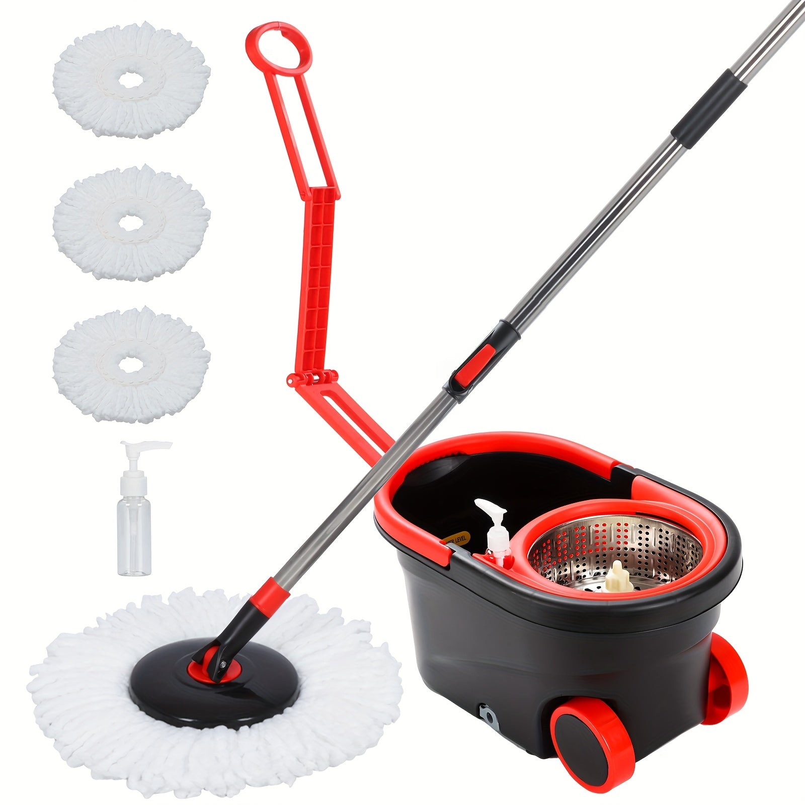 Spin Mop And Bucket with Wringer Set On Wheels