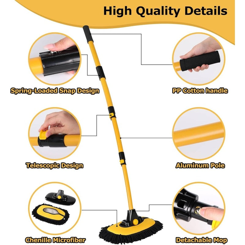 62 inch Microfiber Car Wash Brush Mop Kit Mitt Sponge with Long Handle