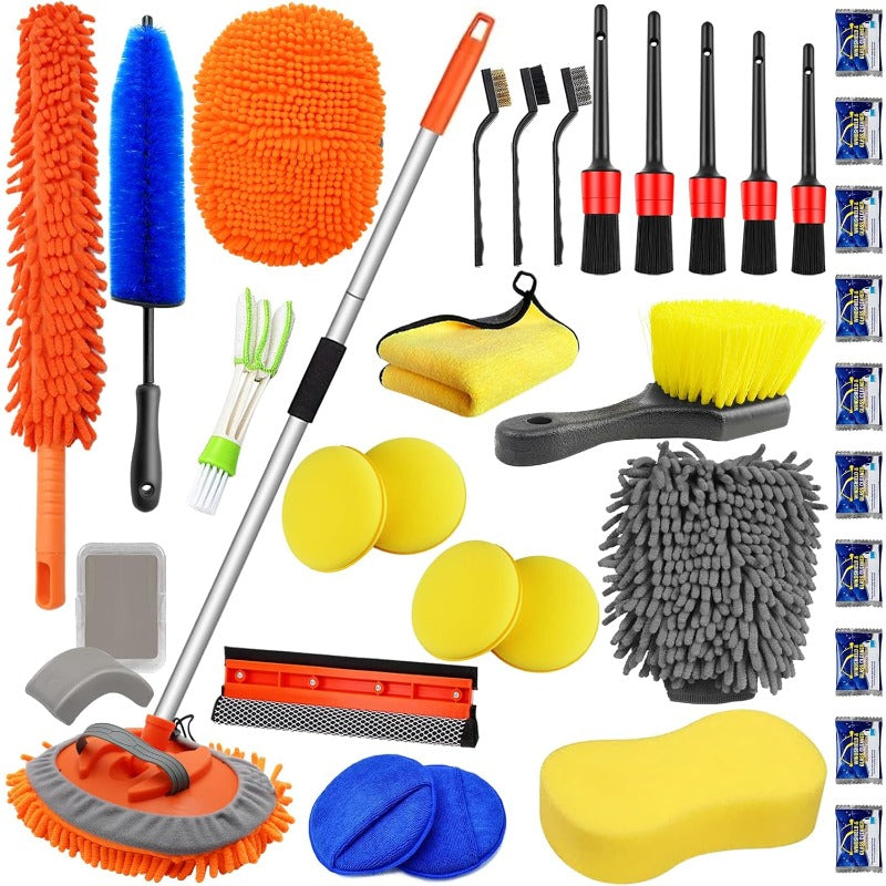 Jaronx 62 Car Wash Brush with Long Handle Car Cleaning KitChenille Microfiber Car Washing Mop