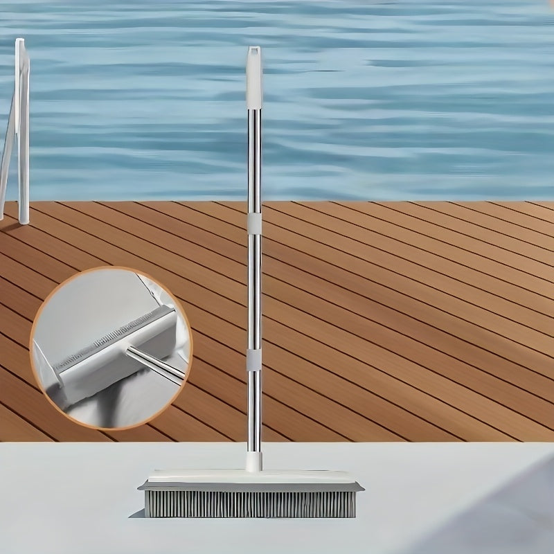 2-in-1 Rubber Broom and Scrubber - Strong Cat and Dog Hair Removal