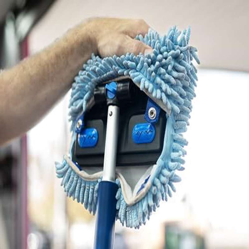 Mitt on a Stick PRO for Car Wash - Extendable Brush, Mop Mitt with Blue Noodle Mesh Cover