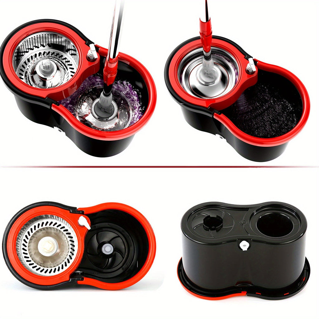 Mop And Bucket Set, 360° Spin Mop And Bucket with Wringer Set And 6 Microfiber Mop Refills