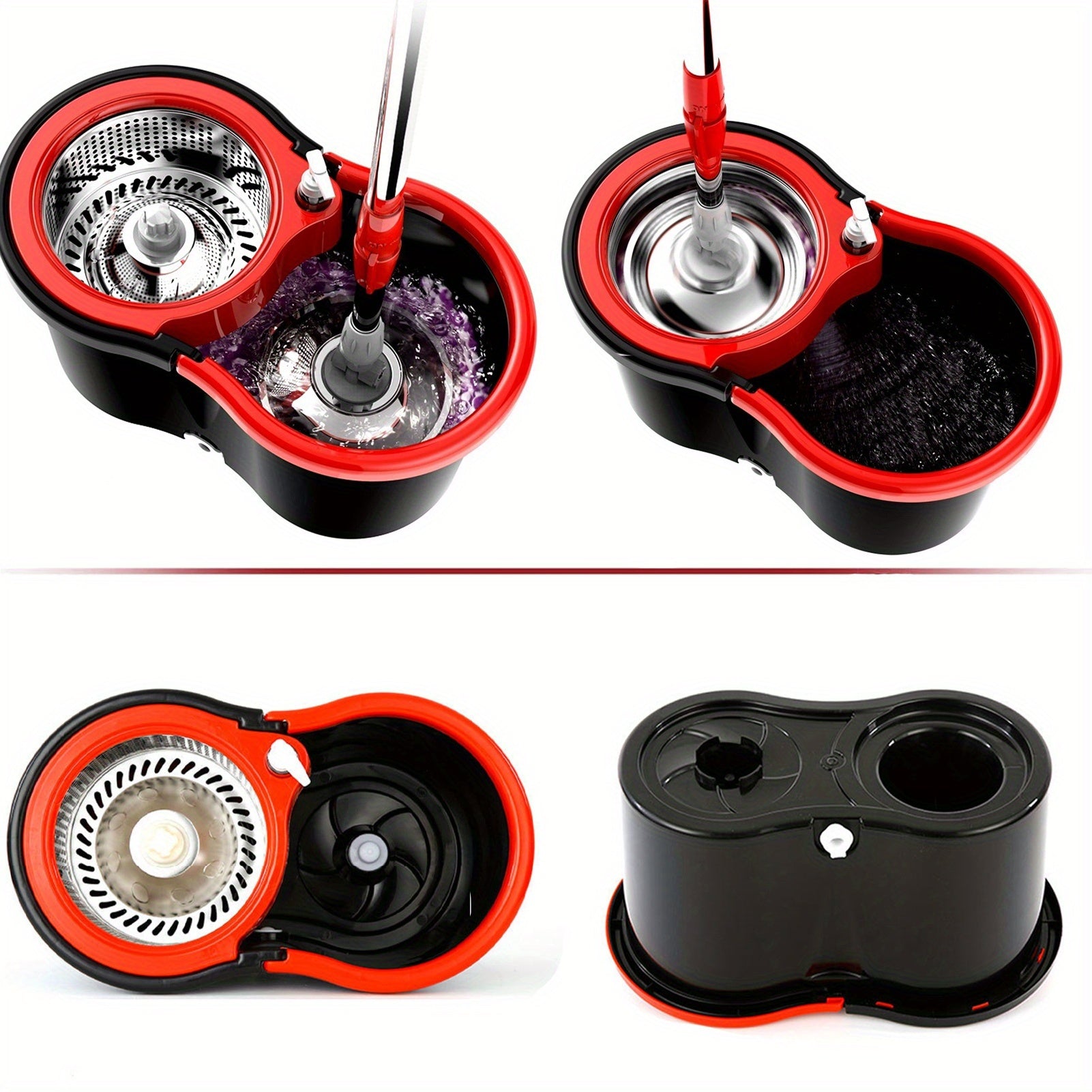 Mop And Bucket Set, 360° Spin Mop And Bucket with Wringer Set And 6 Microfiber Mop Refills