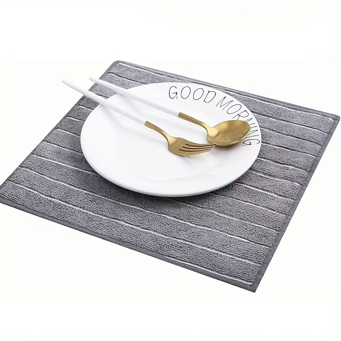 Super Absorbent Microfiber Kitchen Towels - Rapidly Suck Up Liquids with Stylish Extra-Wide Gray & White Stripes