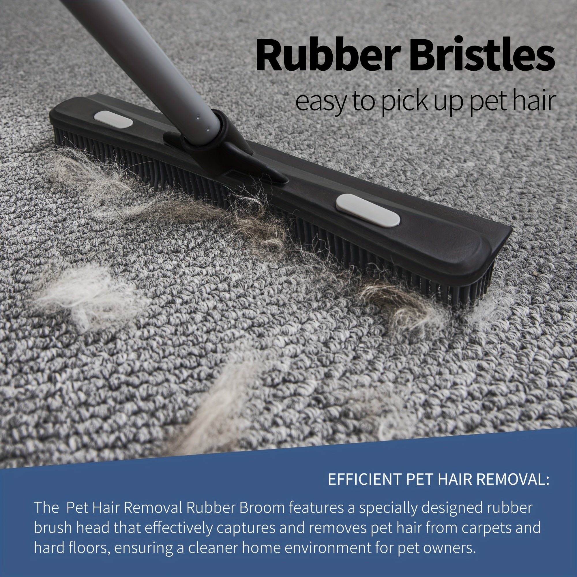 emmama Brand Rubber Broom with Squeegee, for Carpet Cleaning, Bathroom Cleaning