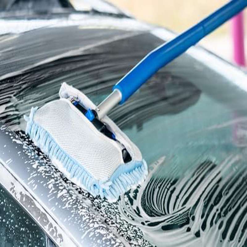 Mitt on a Stick PRO for Car Wash - Extendable Brush, Mop Mitt with Blue Noodle Mesh Cover