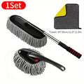 3pcs Car Wash Mop with Extendable Handle, Ultra-Fine Microfiber Wax Brush Kit