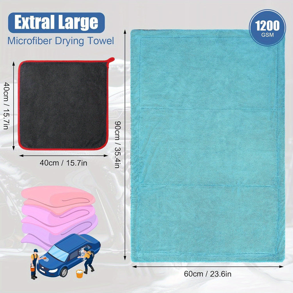 2-Pack Microfiber Car Drying Towels, 1300 GSM Double Twisted Loop, Extra Large 24\