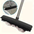 2-in-1 Heavy Duty Rubber Broom with Anti-Slip Handle - Multi-Surface Floor Cleaner for Carpets