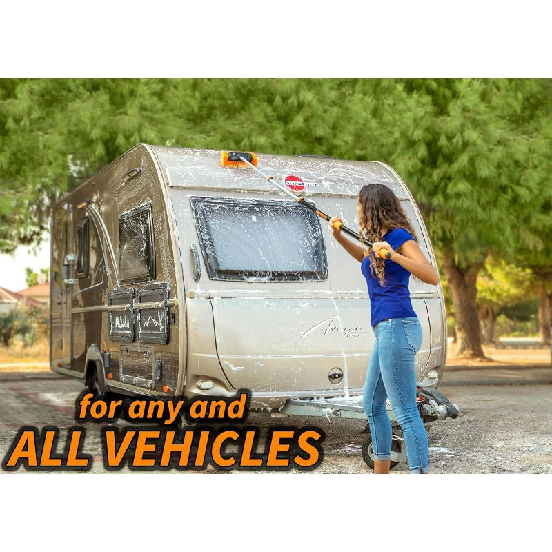 Car RV Wash Brush Kit | 48-144 Long Extendable Handle with Microfiber Car Mop, Soft Brush