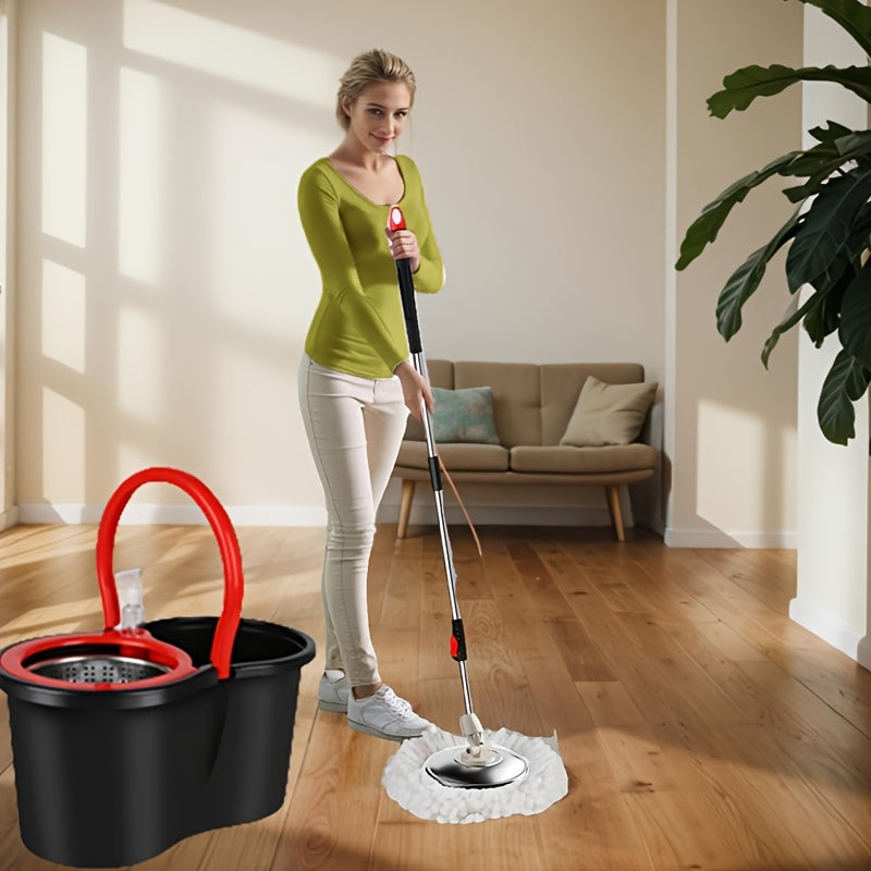 Spin Mop And Bucket With Wringer Set, 360° Spinning Mop Bucket System With 4 Microfiber Mop Replacement Heads