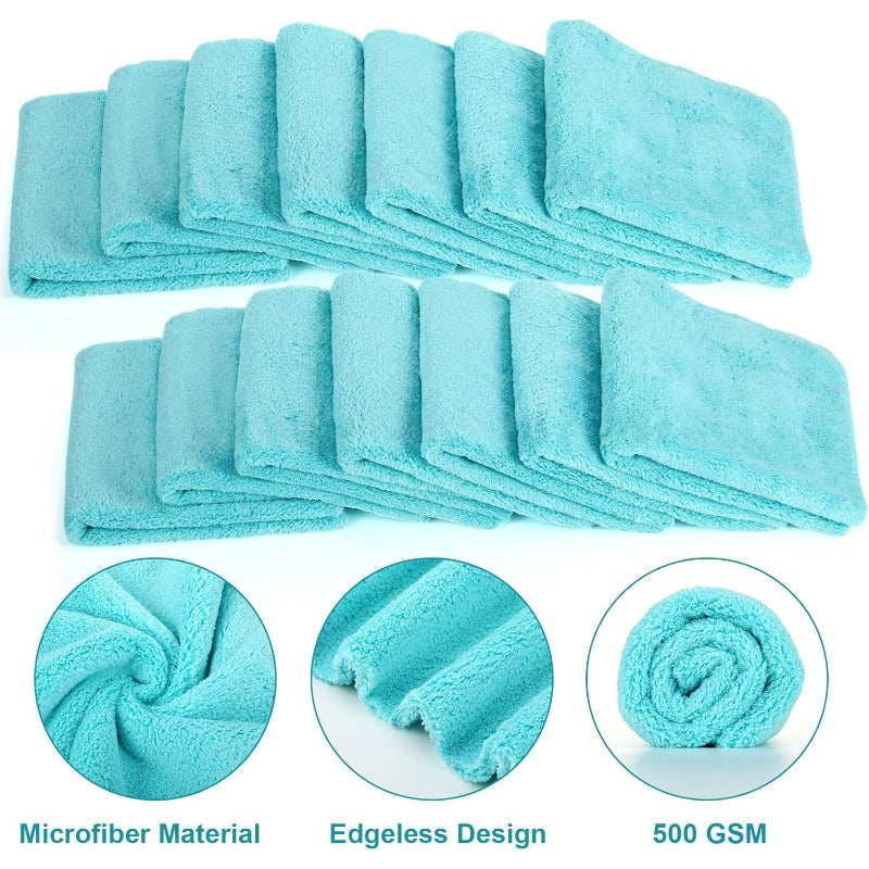 30 Pcs Edgeless Microfiber Plush Towels for Cars Detailing Drying Wash Polishing Absorbent Cleaning Cloths