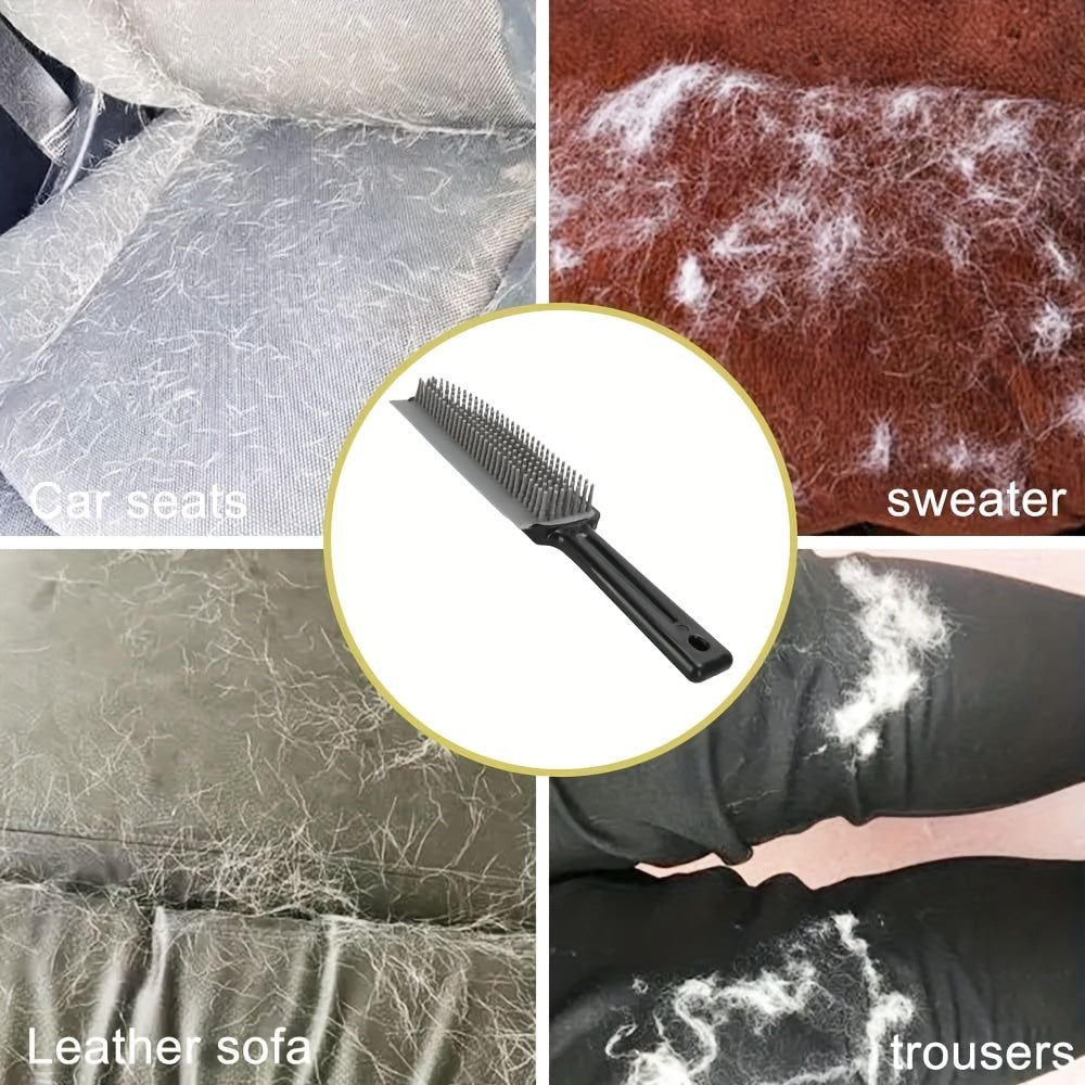 Pet Hair Rubber Broom With Carpet Rake And Squeegee, 2 In 1 Floor Brush For Carpet