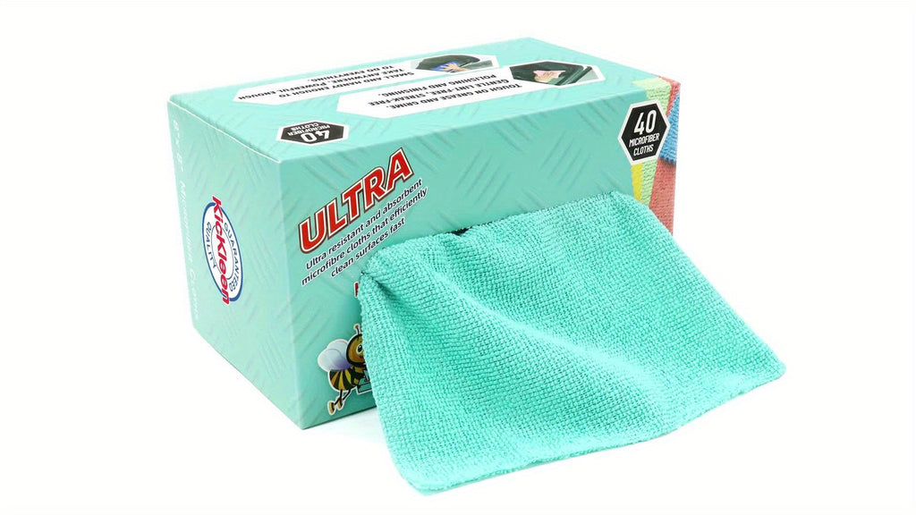 KICKLEEN 40-Pack Cleaning Cloths - Ultra, Heavy-Duty Lint-Free, Quick-Dry, Non-Abrasive, for Home
