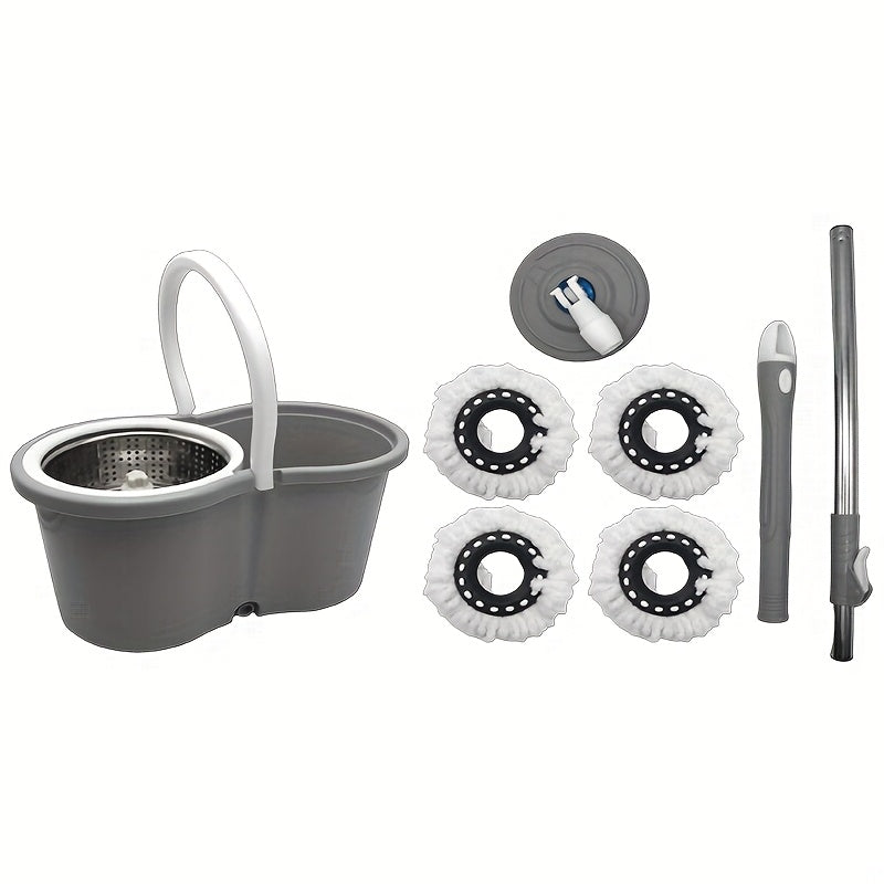 Spin Mop And Bucket With Wringer Set, 360° Spinning Mop Bucket System With 4 Microfiber Mop Replacement Heads