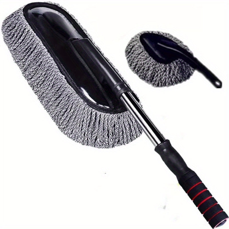 3pcs Car Wash Mop with Extendable Handle, Ultra-Fine Microfiber Wax Brush Kit