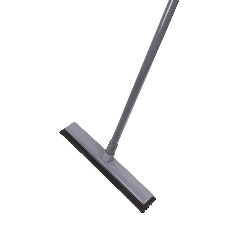 2-in-1 Rubber Broom with Squeegee Edge, Adjustable Long Handle