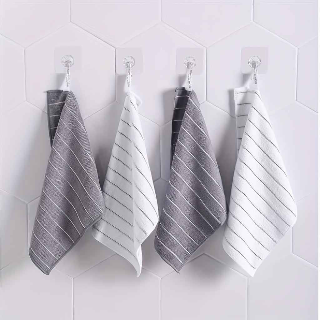 Super Absorbent Microfiber Kitchen Towels - Rapidly Suck Up Liquids with Stylish Extra-Wide Gray & White Stripes