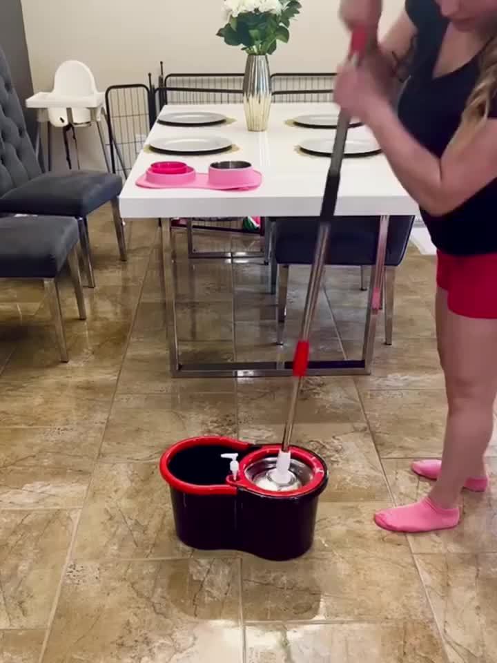 Mop And Bucket Set, 360° Spin Mop And Bucket with Wringer Set And 6 Microfiber Mop Refills