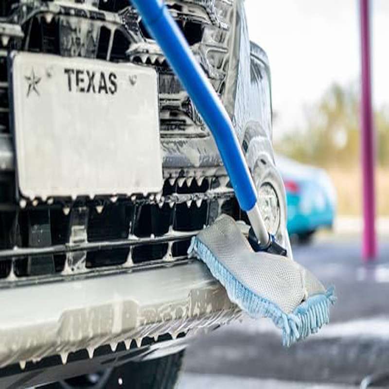 Mitt on a Stick PRO for Car Wash - Extendable Brush, Mop Mitt with Blue Noodle Mesh Cover