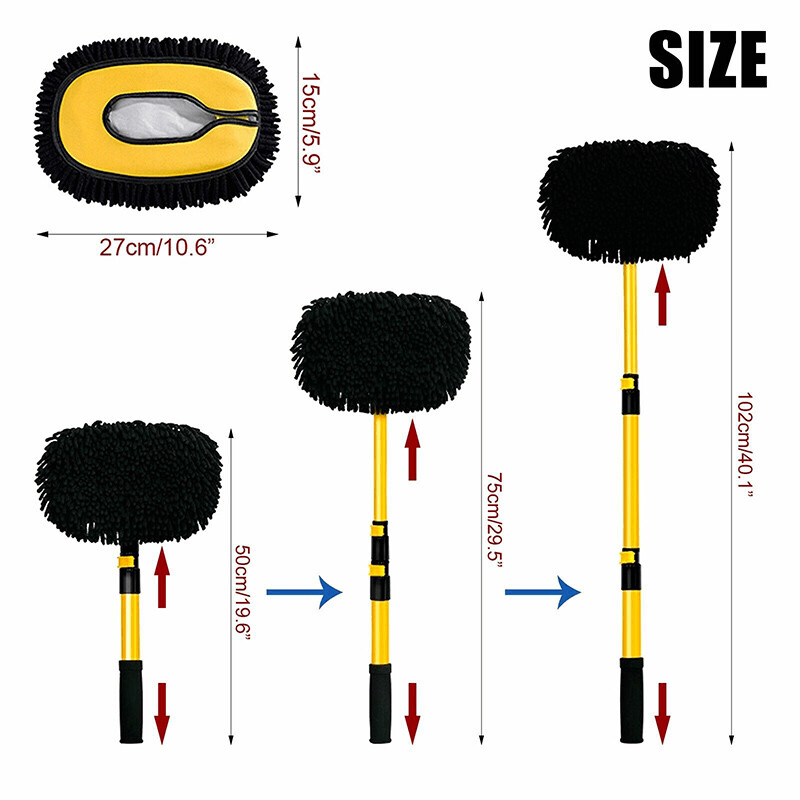 Car Wash Brush, Cleaning Mop, Auto Detailing Kit, long handle vehicle cleaning tool with sponge