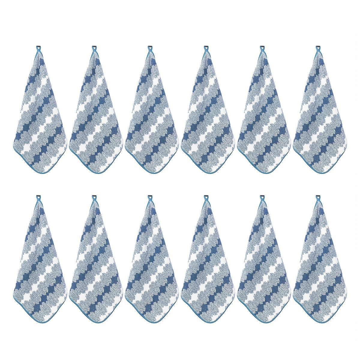 12pcs Ultra Absorbent Microfiber Cleaning Cloths with Hanging Loop - Versatile for Kitchen