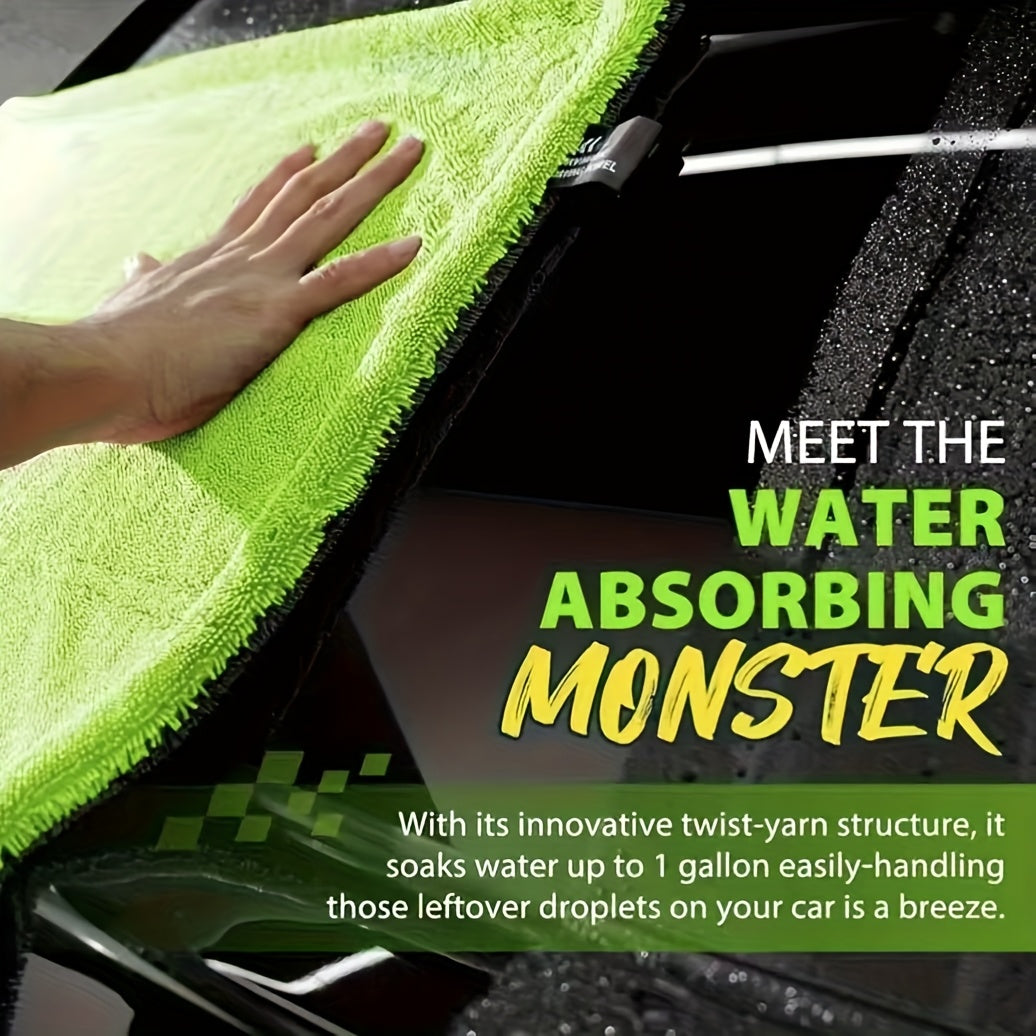 Two auto drying towels, 36X24 inches-&11.8X11.8 inches, 1400 GSM microfiber auto towels