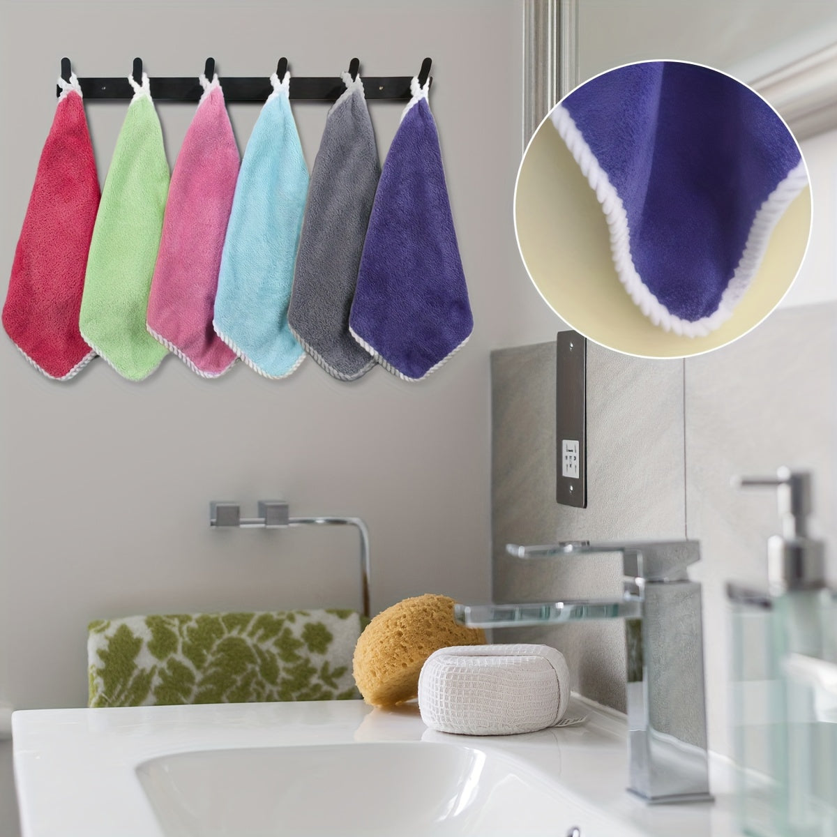 12pcs Ultra Absorbent Microfiber Cleaning Cloths with Hanging Loop - Versatile for Kitchen